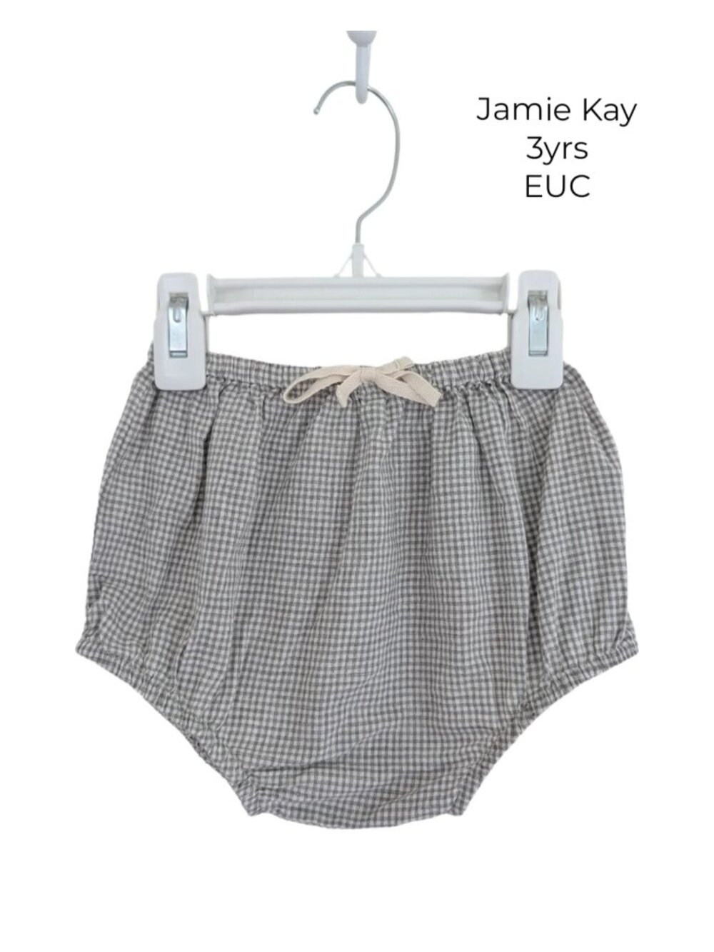 Jamie Kay Grey Gingam Bloomers 3T